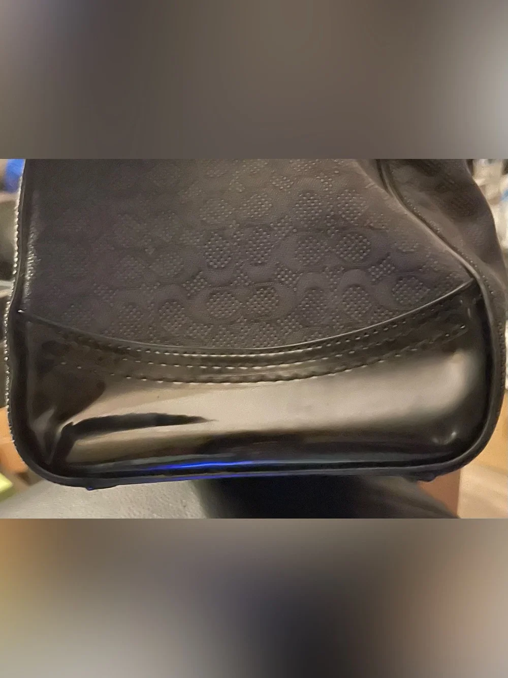 Coach Black Logo-Embossed Dome Satchel EUC